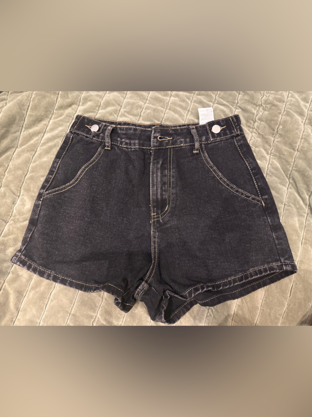 High-Rise Black Denim Jean Shorts for Women